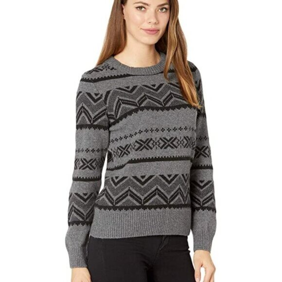 Fjallraven Greenland Re-Wool Pattern sweater gray black fair isle new women XXS - Picture 1 of 6